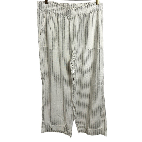 Time and Tru Linen Blend Wide Leg Pant Sz XL 16-18 Smocked Waist Pockets Palazzo - Picture 3 of 5